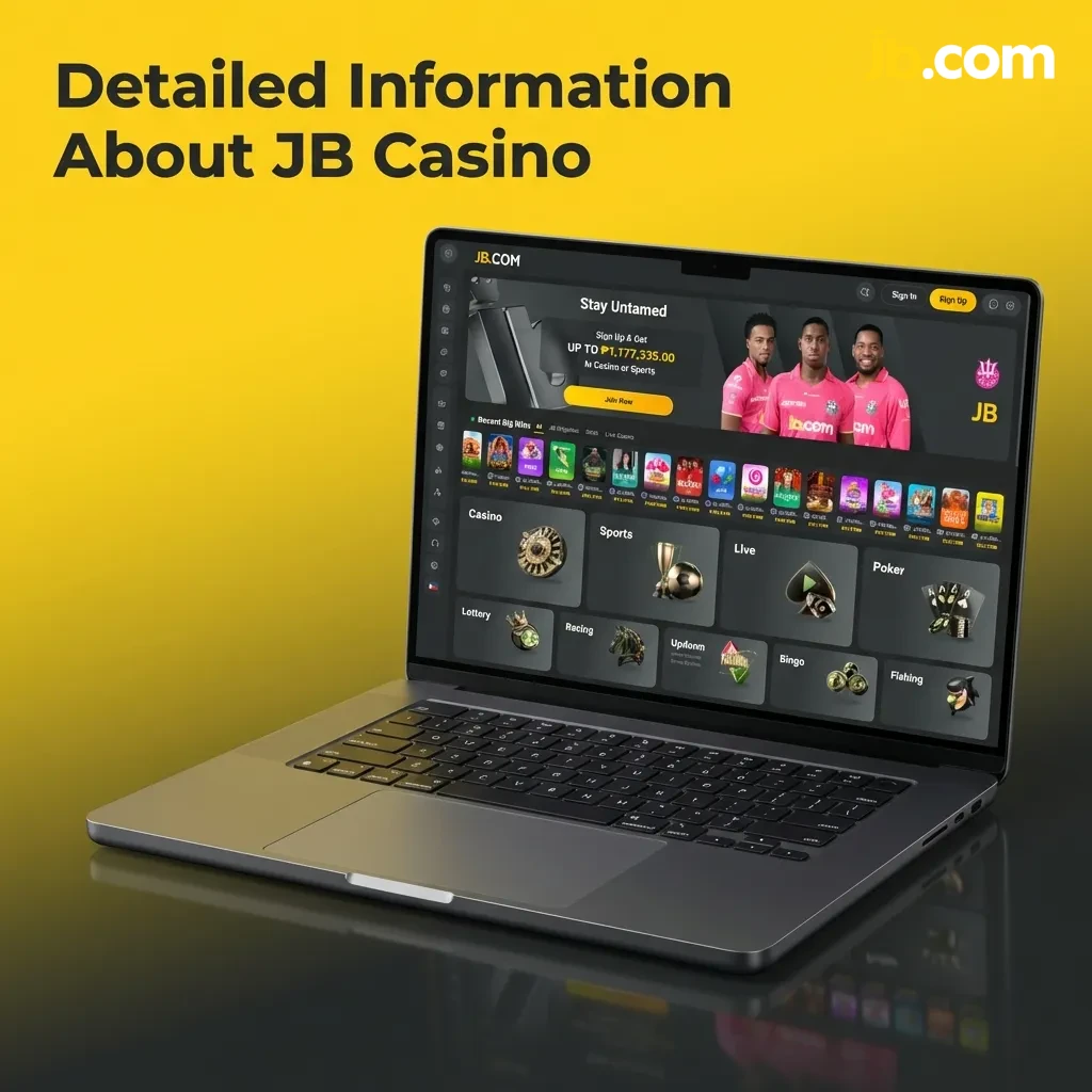 JB Casino platform interface showing sports betting and casino gaming options for Indian players