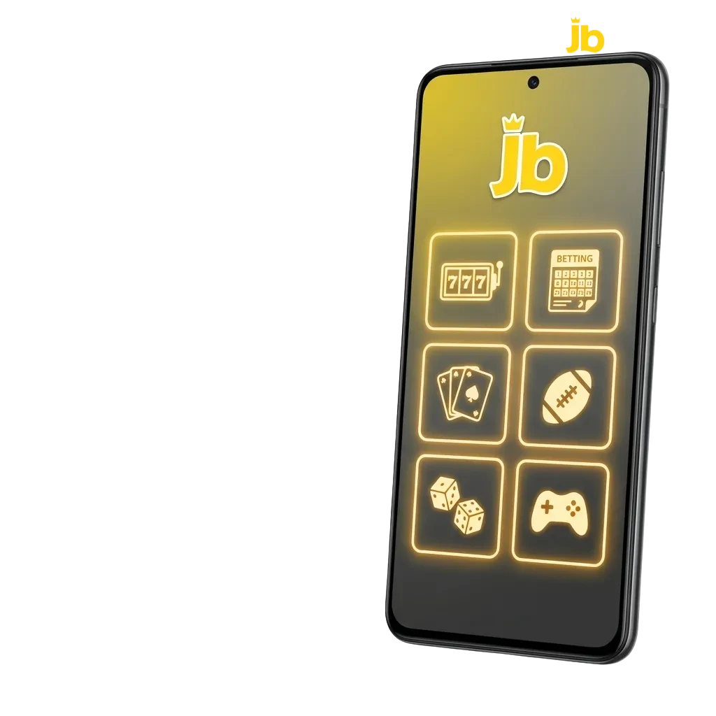 JB Casino Android app interface showing mobile betting and casino games on smartphone