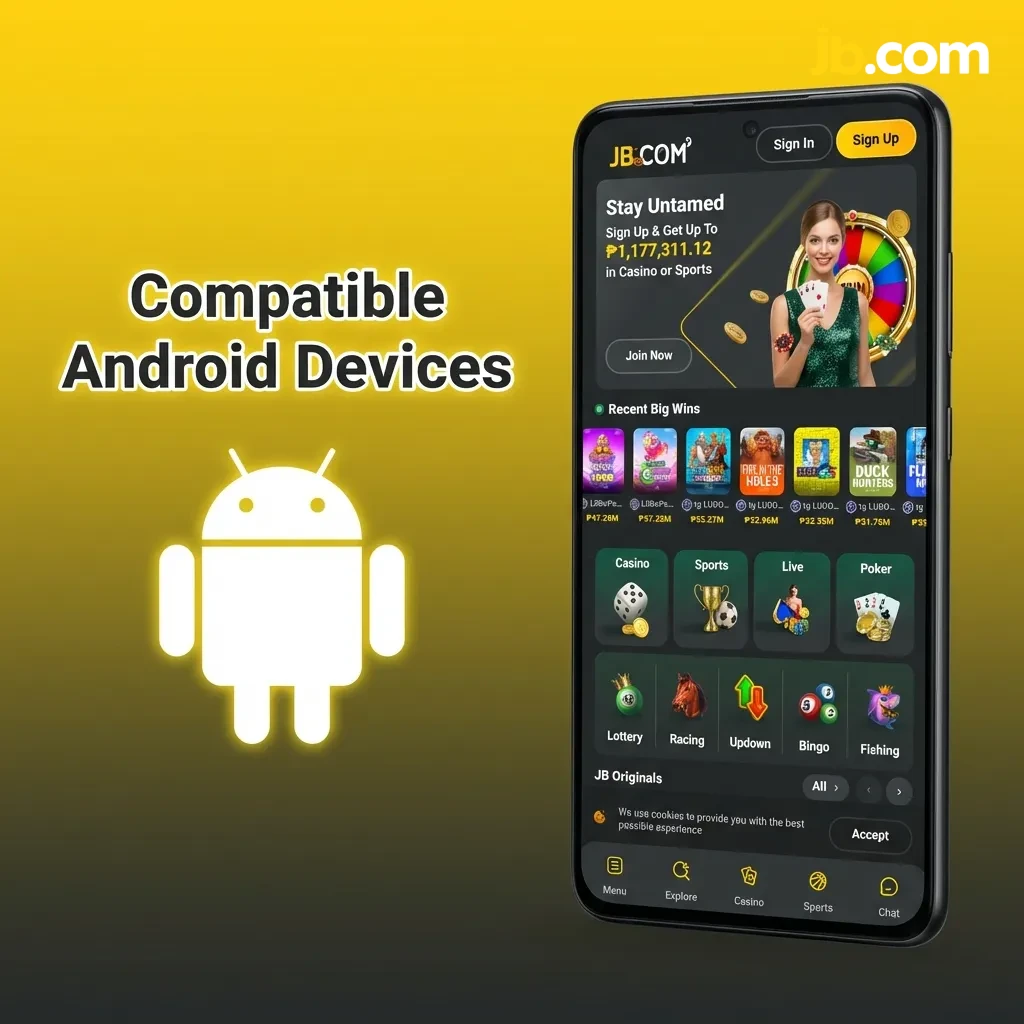 List of compatible Android smartphones including Samsung Galaxy, Xiaomi Redmi, Realme, OnePlus Nord, Vivo, Oppo, and Motorola models