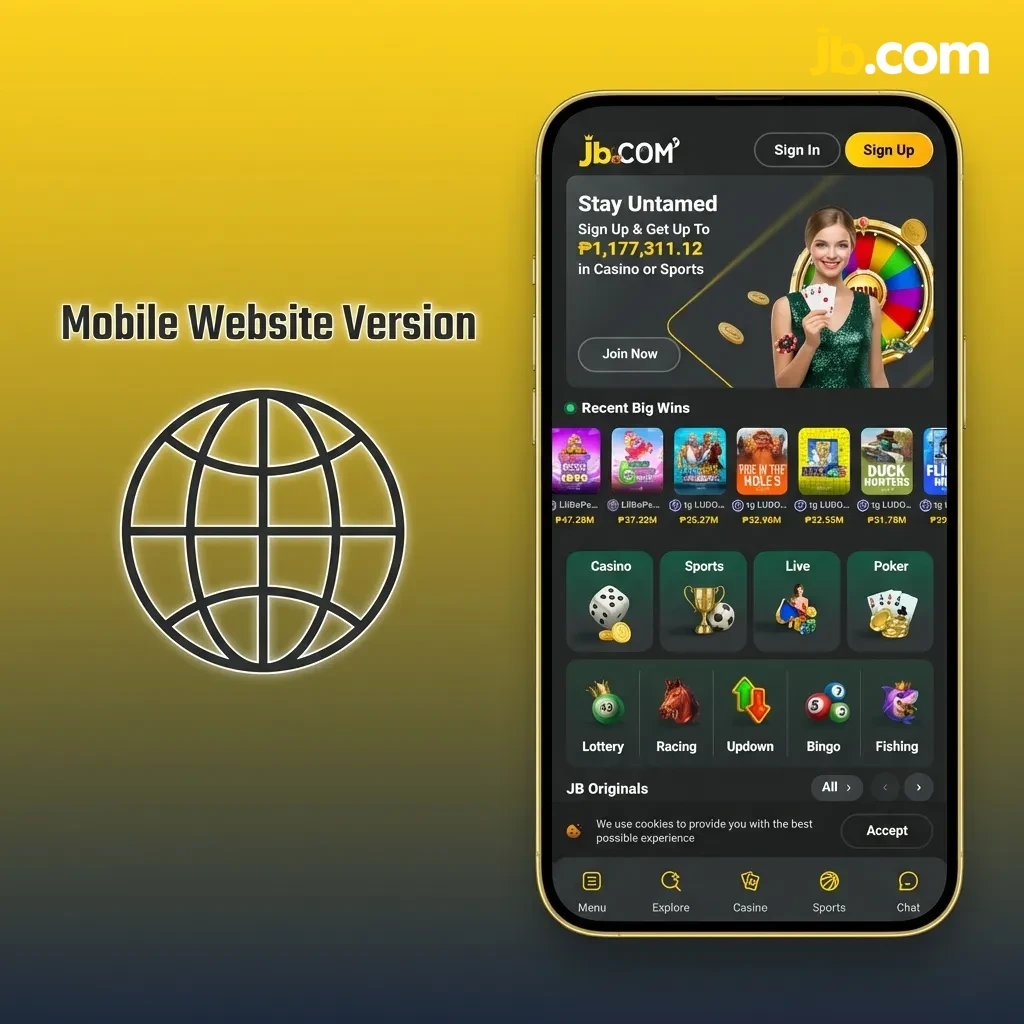 Mobile betting website interface showing responsive design with games and sports betting accessible on smartphone browser
