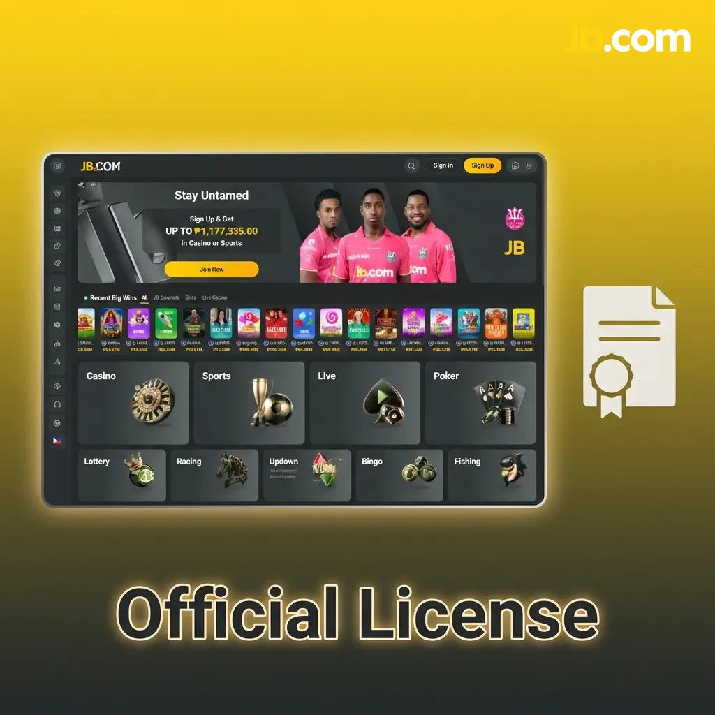 JB Casino official Curaçao eGaming license certificate showing license number 8048/JAZ2020-013 from 2020