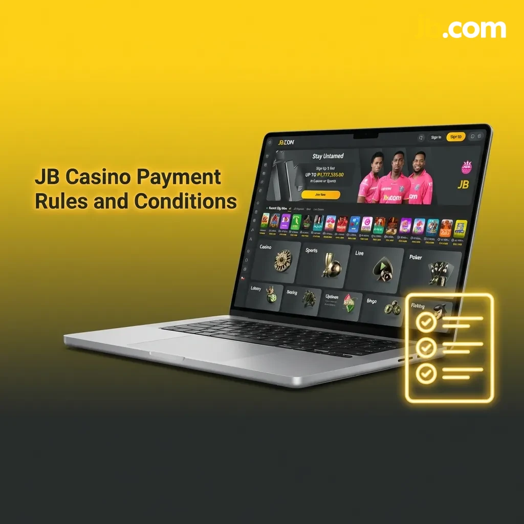JB Casino payment verification and withdrawal rules showing deposit limits and processing requirements