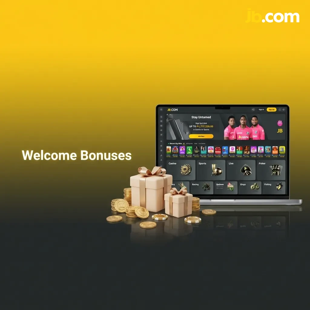 JB Casino welcome bonus offering 100% match up to ₹10,000 for new players on first deposit with 35x wagering requirement