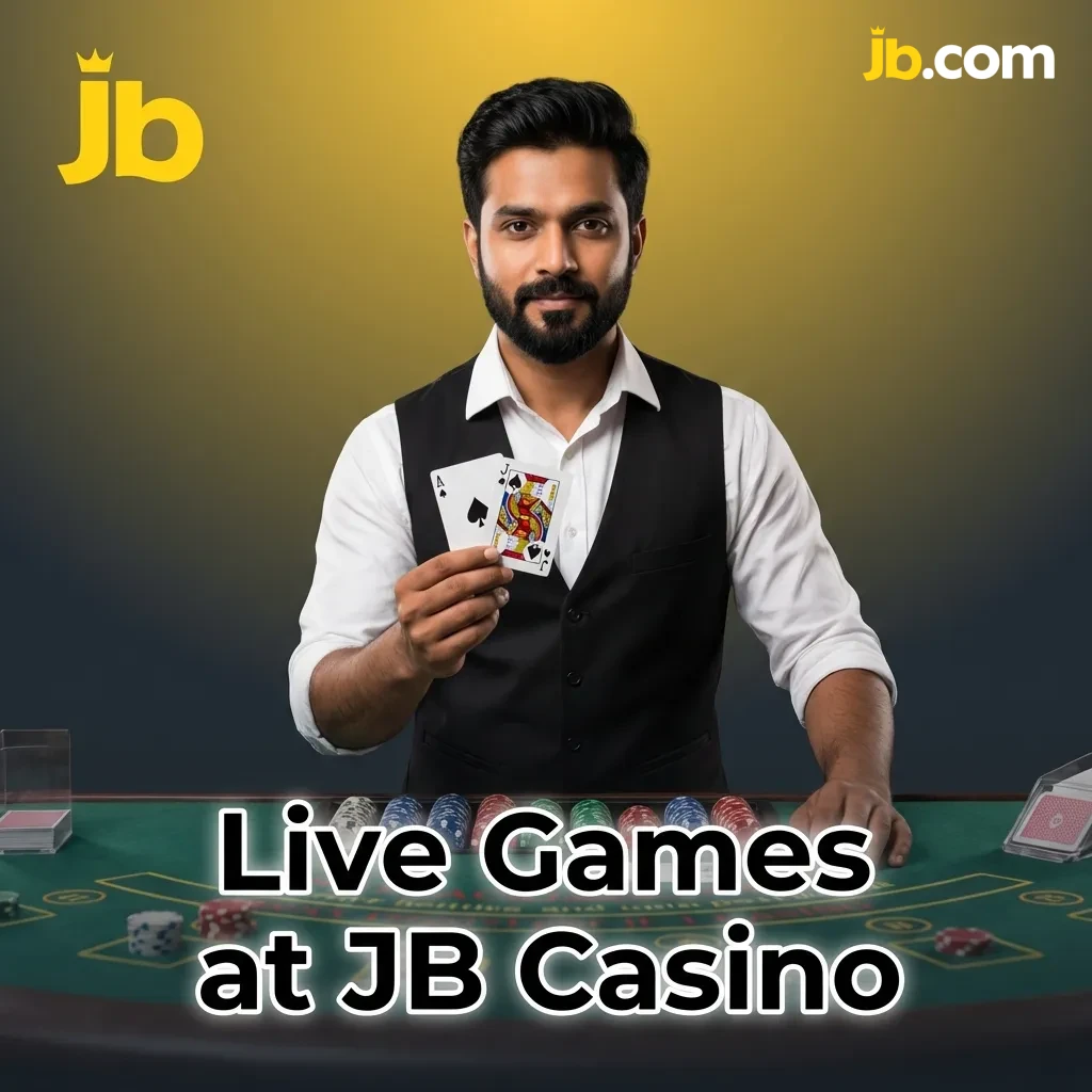 Live dealer tables at JB Casino featuring roulette, blackjack, baccarat, and poker with professional croupiers