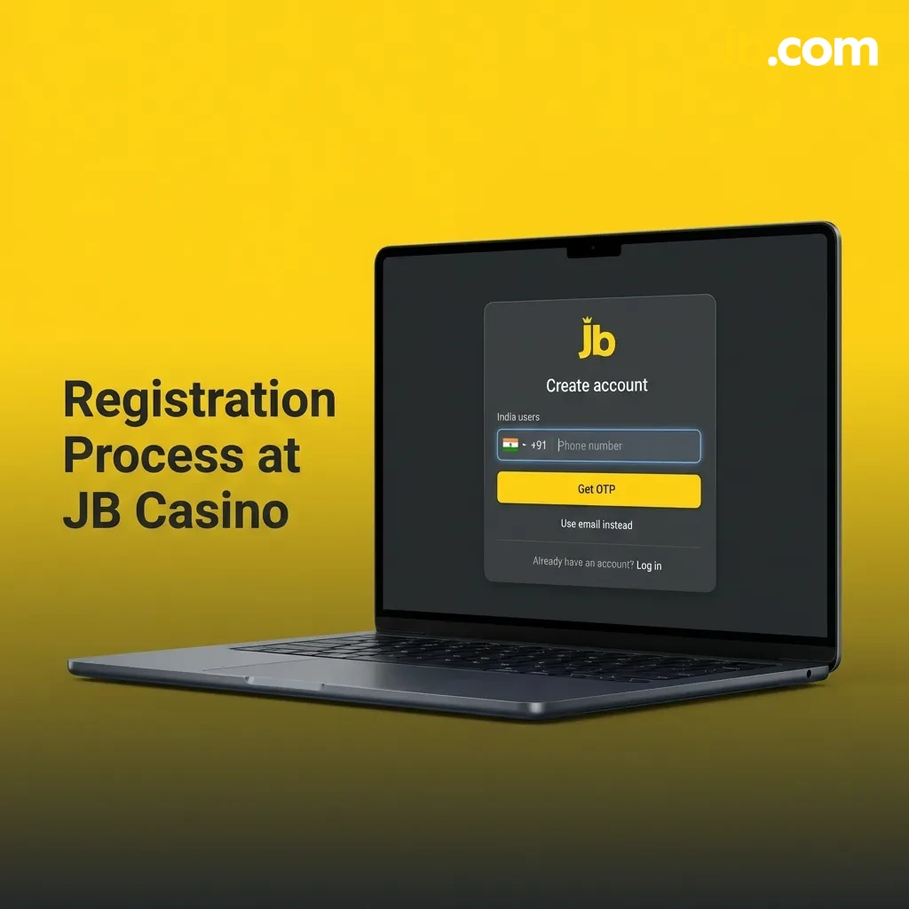 JB Casino registration form showing sign-up steps including email entry, password creation, and verification process